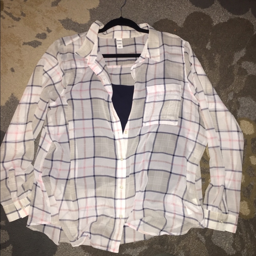 Sheer button up top